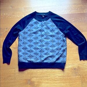 JCrew chambray eyelet crewneck Sweater Sz xs